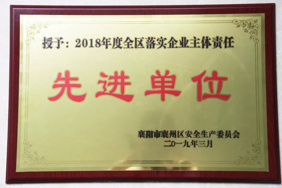 BANDAO.COM重工被授予2018年度 全区落实企业主体责任先进单位